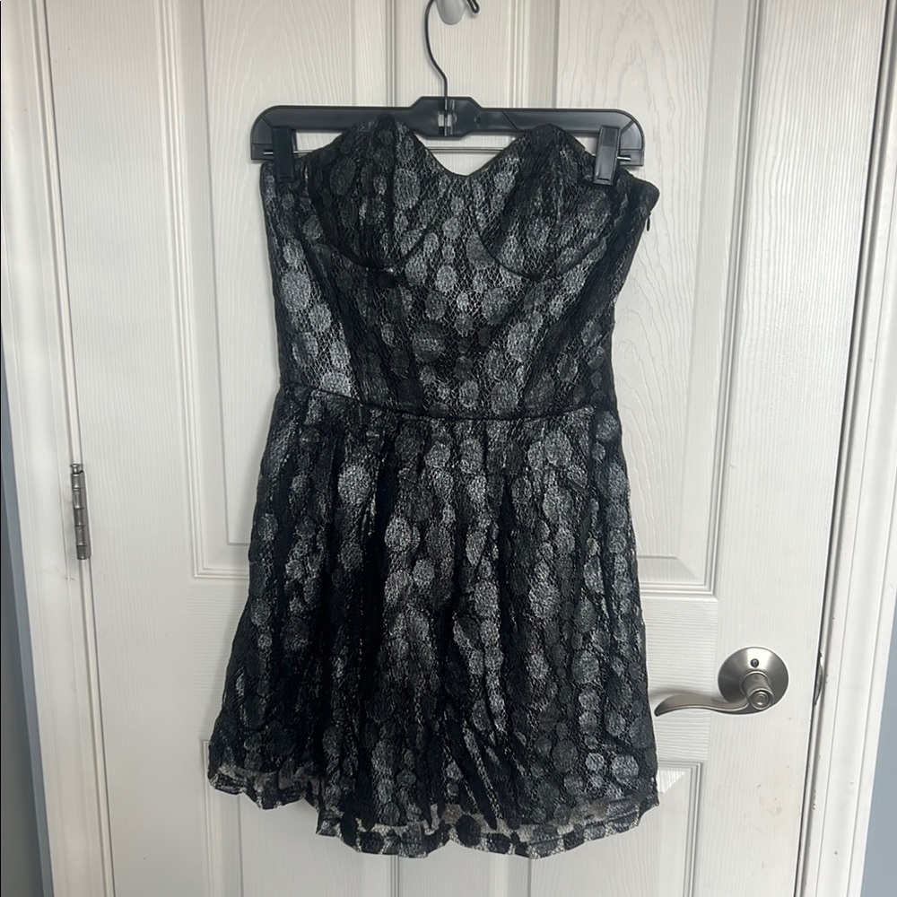 Elegant Black and Silver Lace Dress